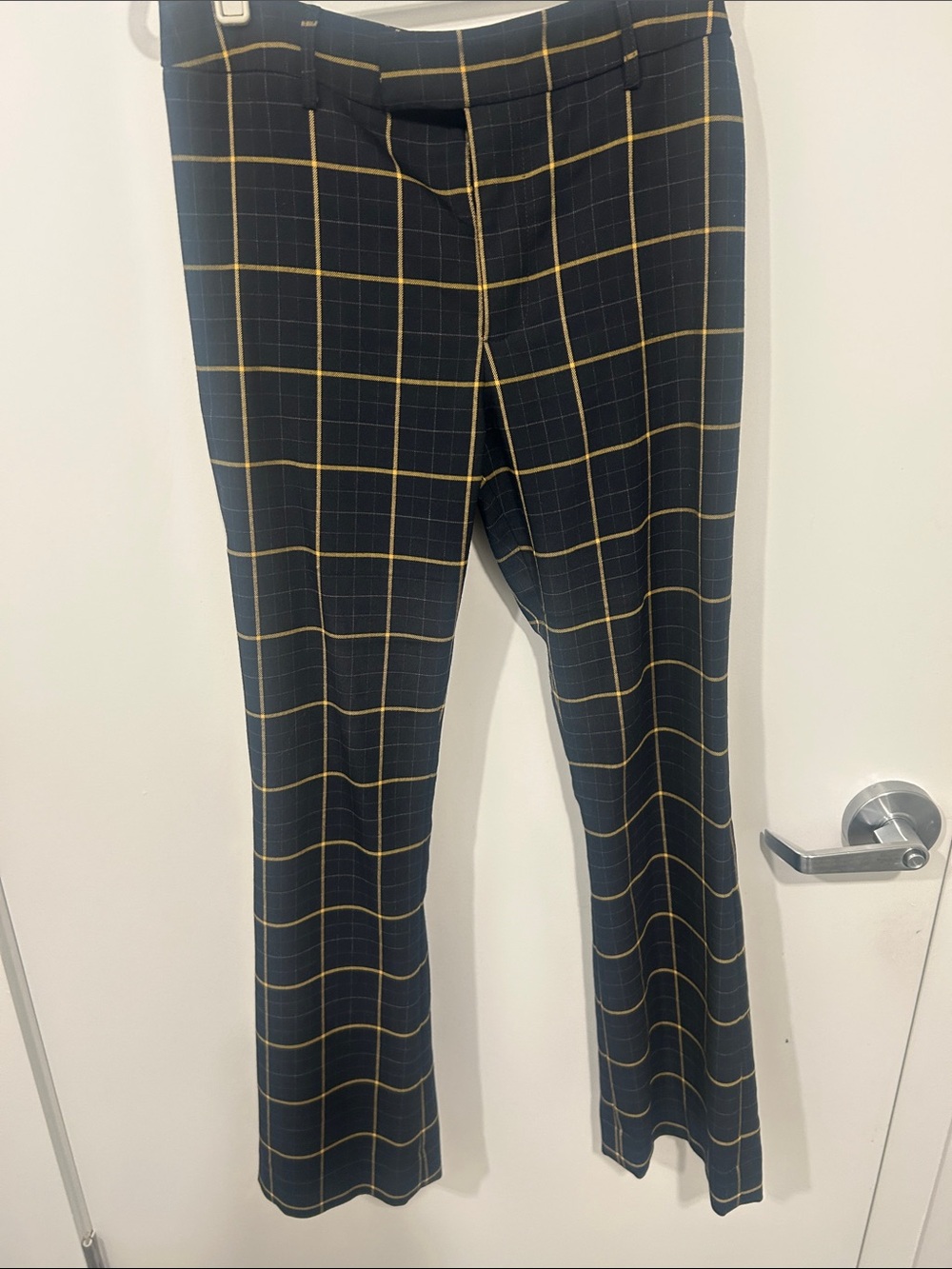 Smythe Navy Dress Pants with Yellow Windowpane size 4